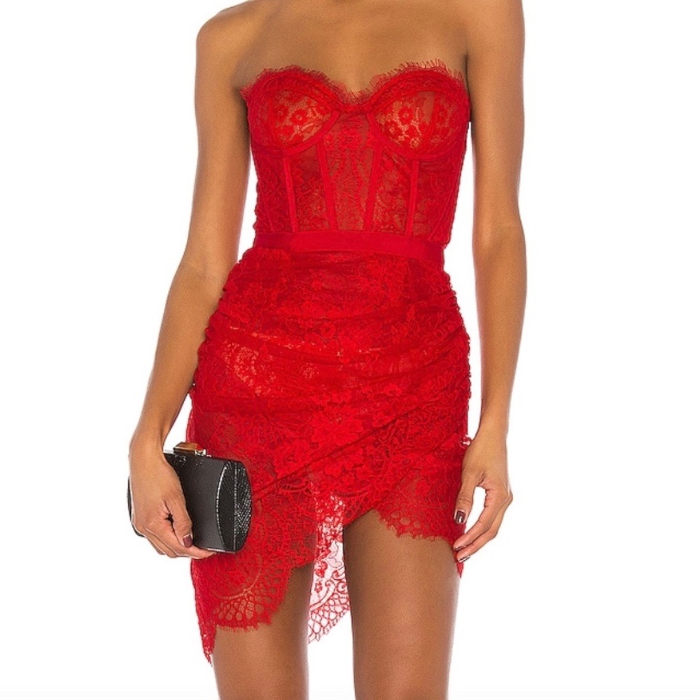 Reve Riche Ema Dress Red Lace Strapless